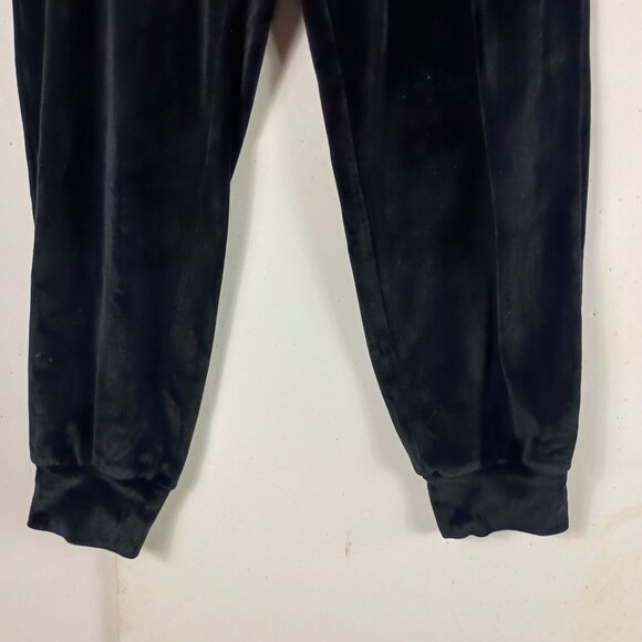 Victorias Secret Velour Jogger Pants Womens M Black Y2K Loungewear High Rise - Picture 5 of 8